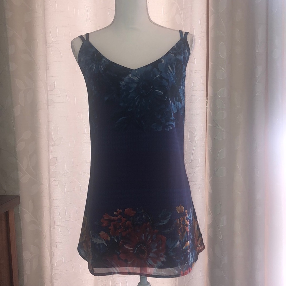 CAbi Blue and Red Sleeveless Camisole Top